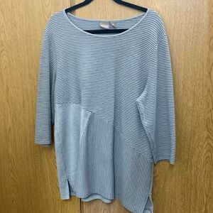 Chicos Striped Gray Women's tunic Top sz 3